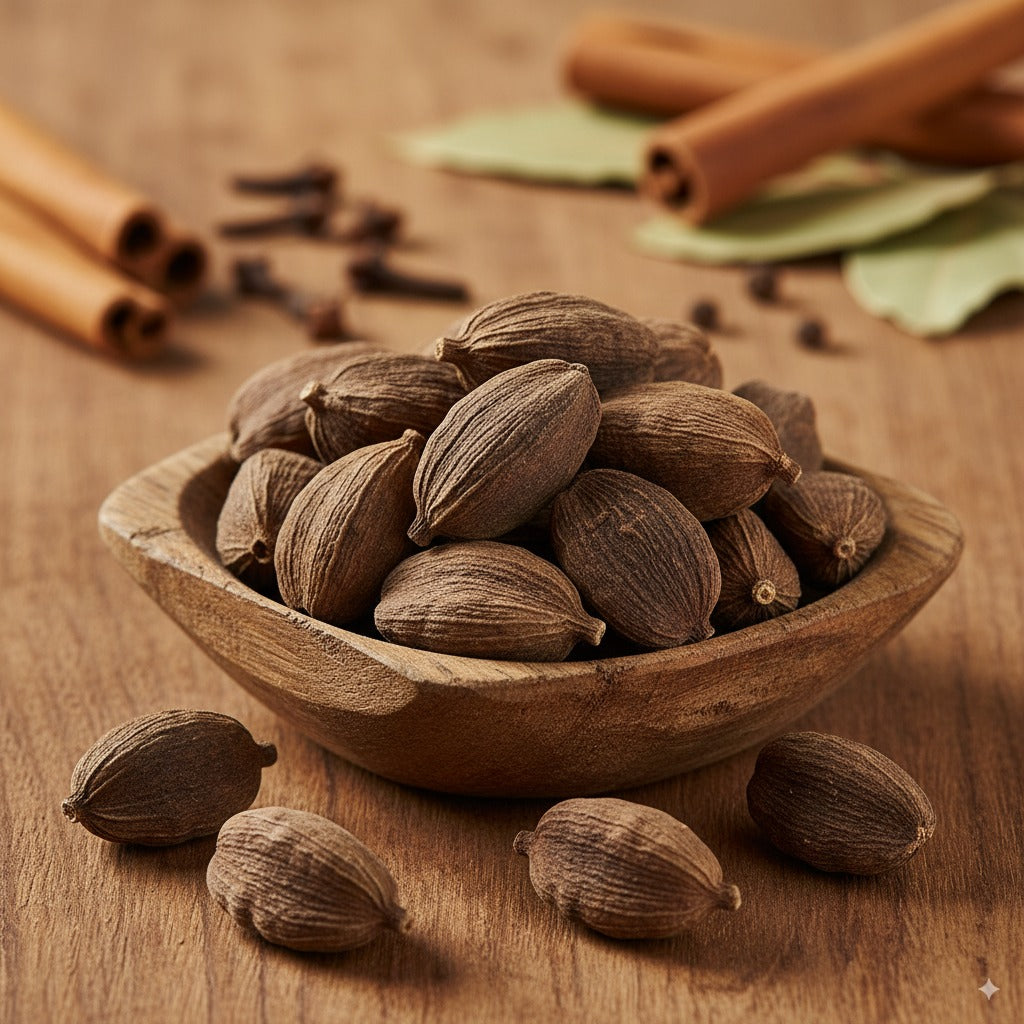 Organic Cart - Black Cardamom Whole – 50g Premium smoky badi elaichi