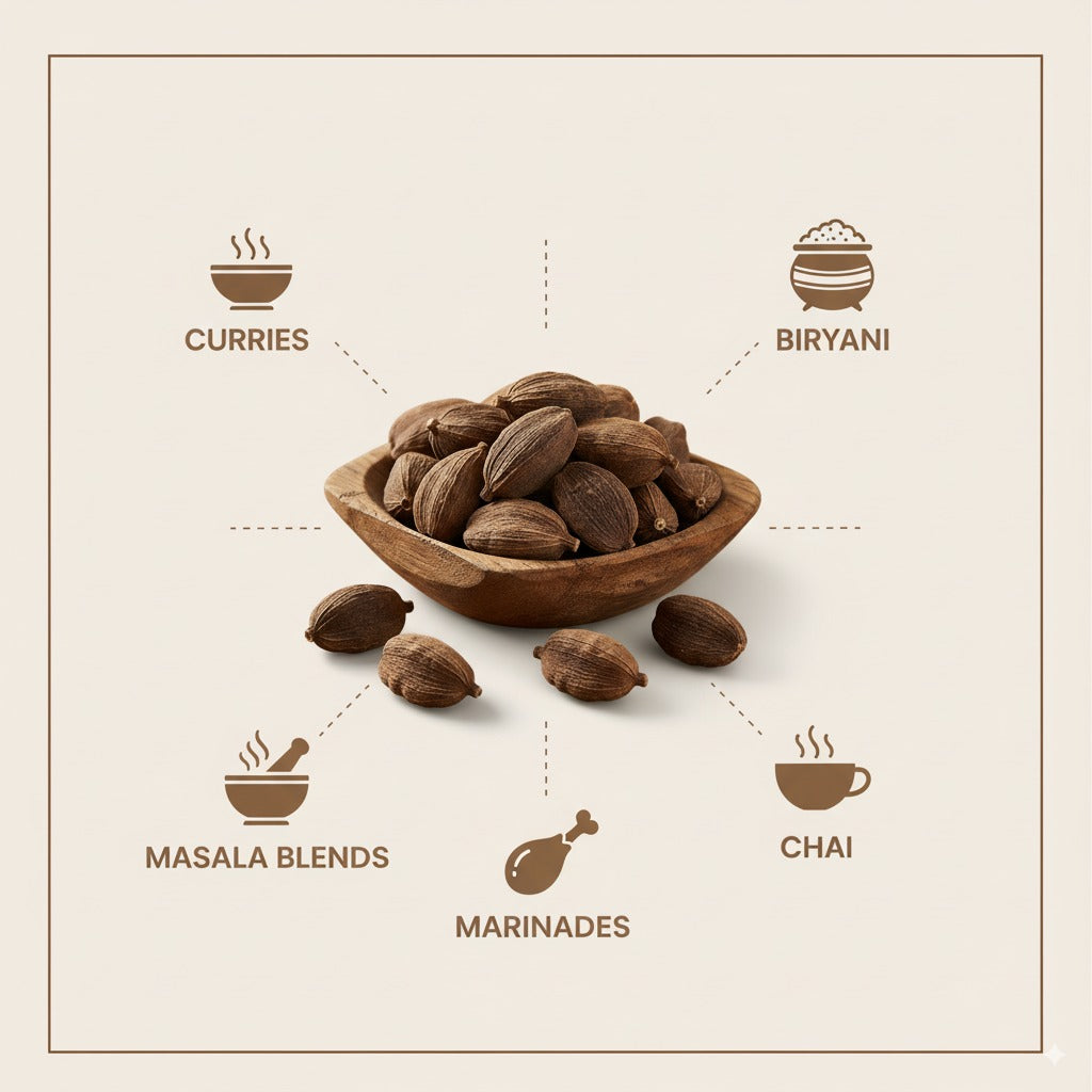 Organic Cart - Black Cardamom Whole – 50g Premium smoky badi elaichi