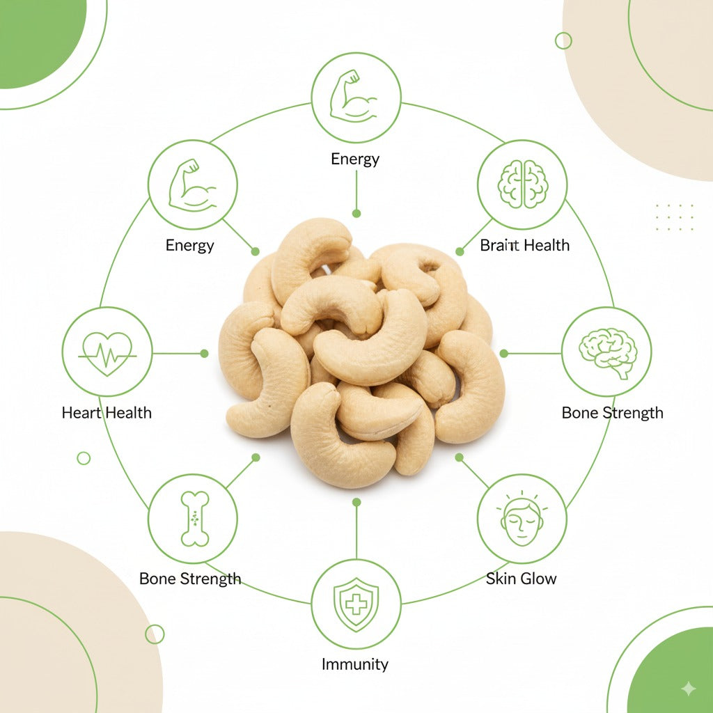 Organic Cart Premium Cashew Nuts – Large Whole Cashews, Handpicked & Hygienically Packed