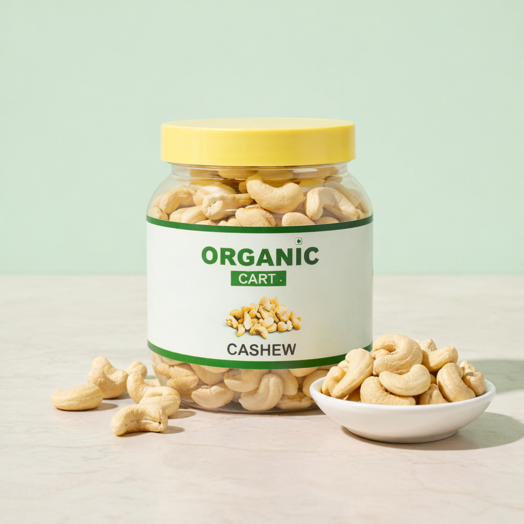 Organic Cart Premium Cashew Nuts – Large Whole Cashews, Handpicked & Hygienically Packed