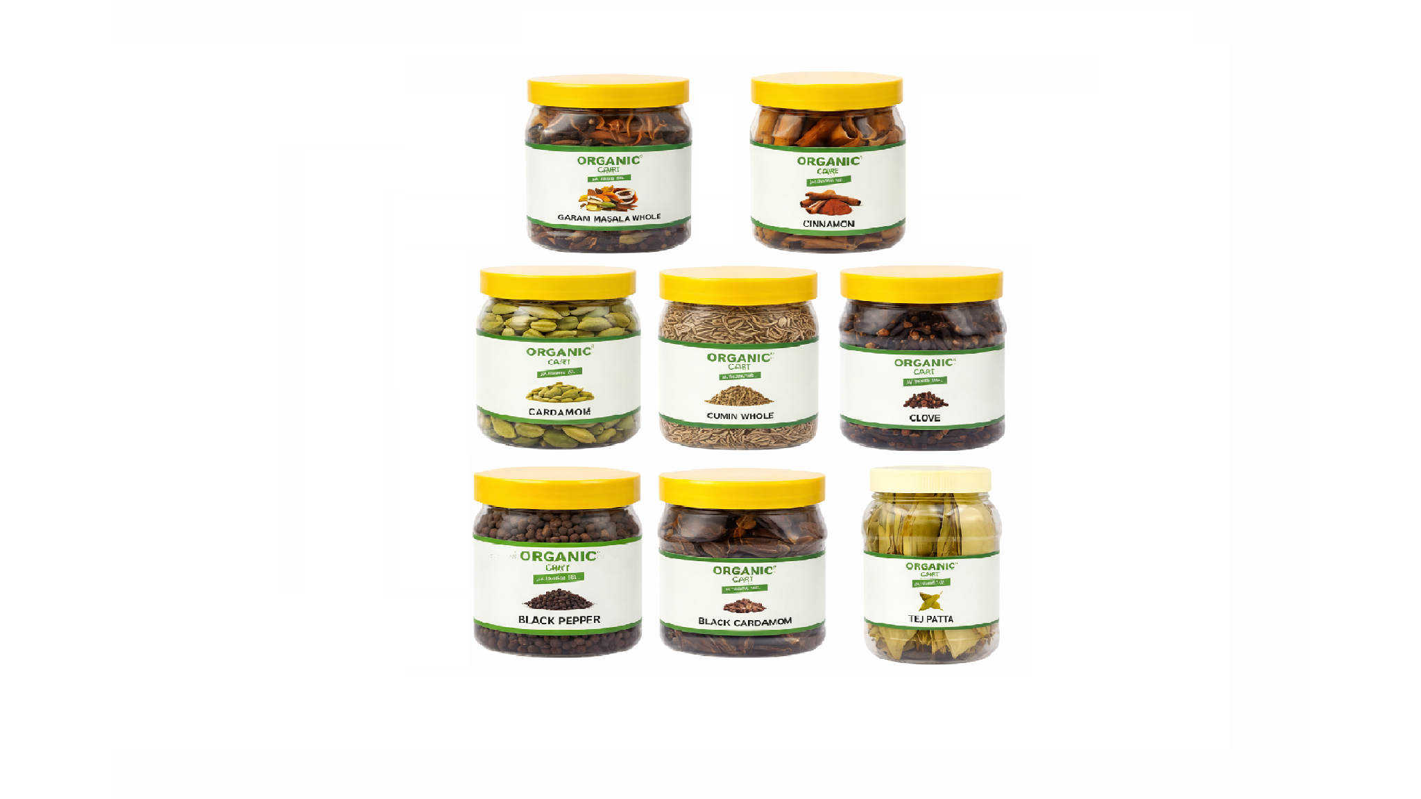 Organic Cart Whole Spice Combo (8 Spices - 700G) – Garam Masala, Cardamom, Cumin, Clove, Cinnamon, Black Pepper, Black Cardamom, Bay Leaf | Premium Whole Spices for Daily Cooking | Value Pack