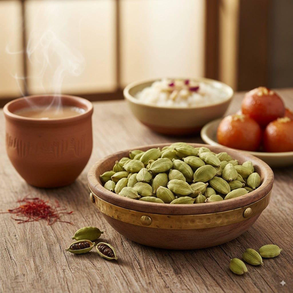 Organic Cart - Green Cardamom – 50g Premium whole elaichi pods with natural aromatic flavor