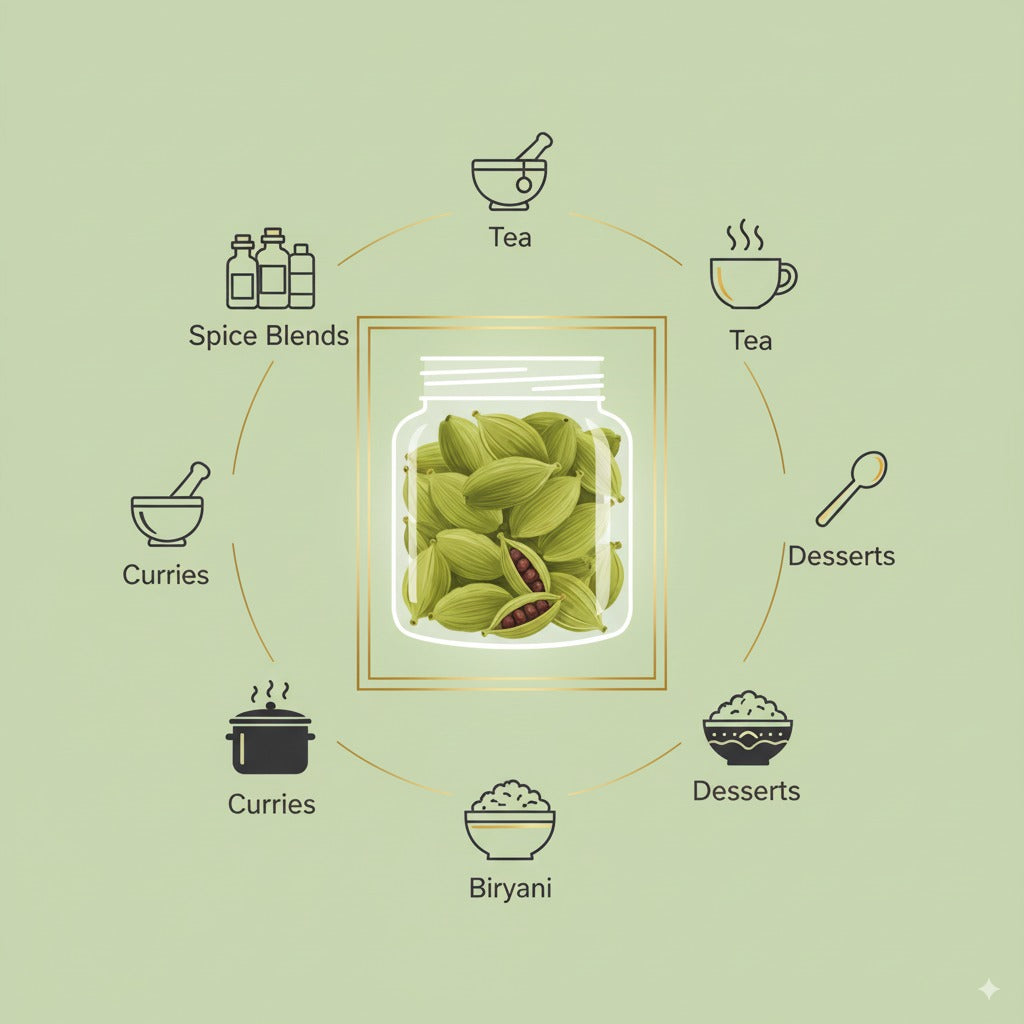 Organic Cart - Green Cardamom – 50g Premium whole elaichi pods with natural aromatic flavor