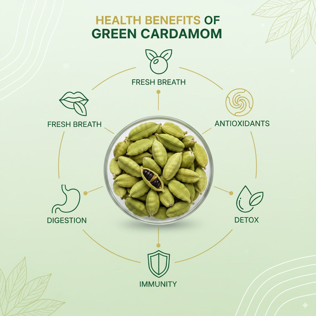 Organic Cart - Green Cardamom – 50g Premium whole elaichi pods with natural aromatic flavor