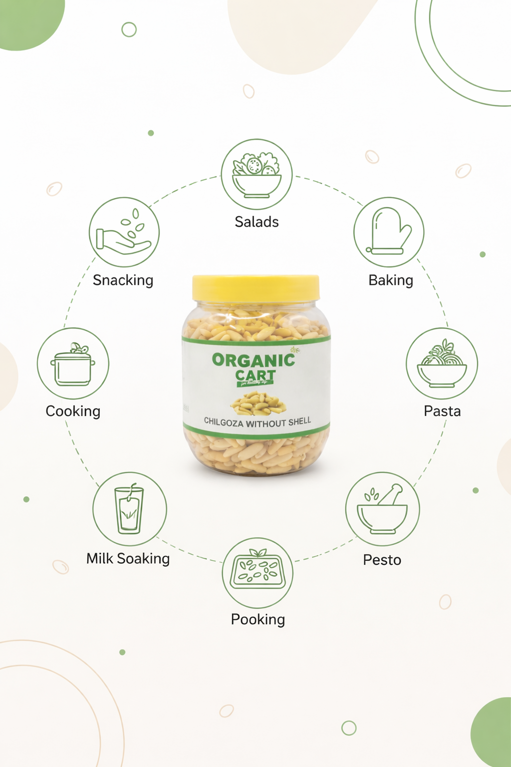 Organic Cart Fresh Crop Chilgoza (Pine Nuts / Neja) – Premium Quality Kernels