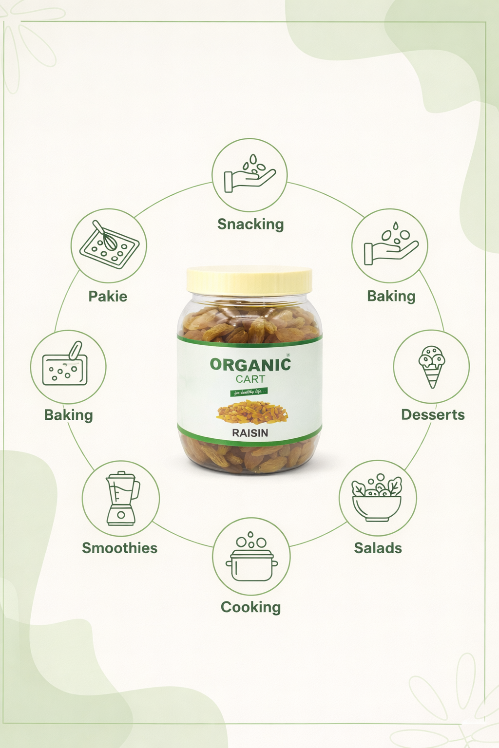 Organic Cart Dried Long Raisins – 300g Naturally sweet, handpicked raisins