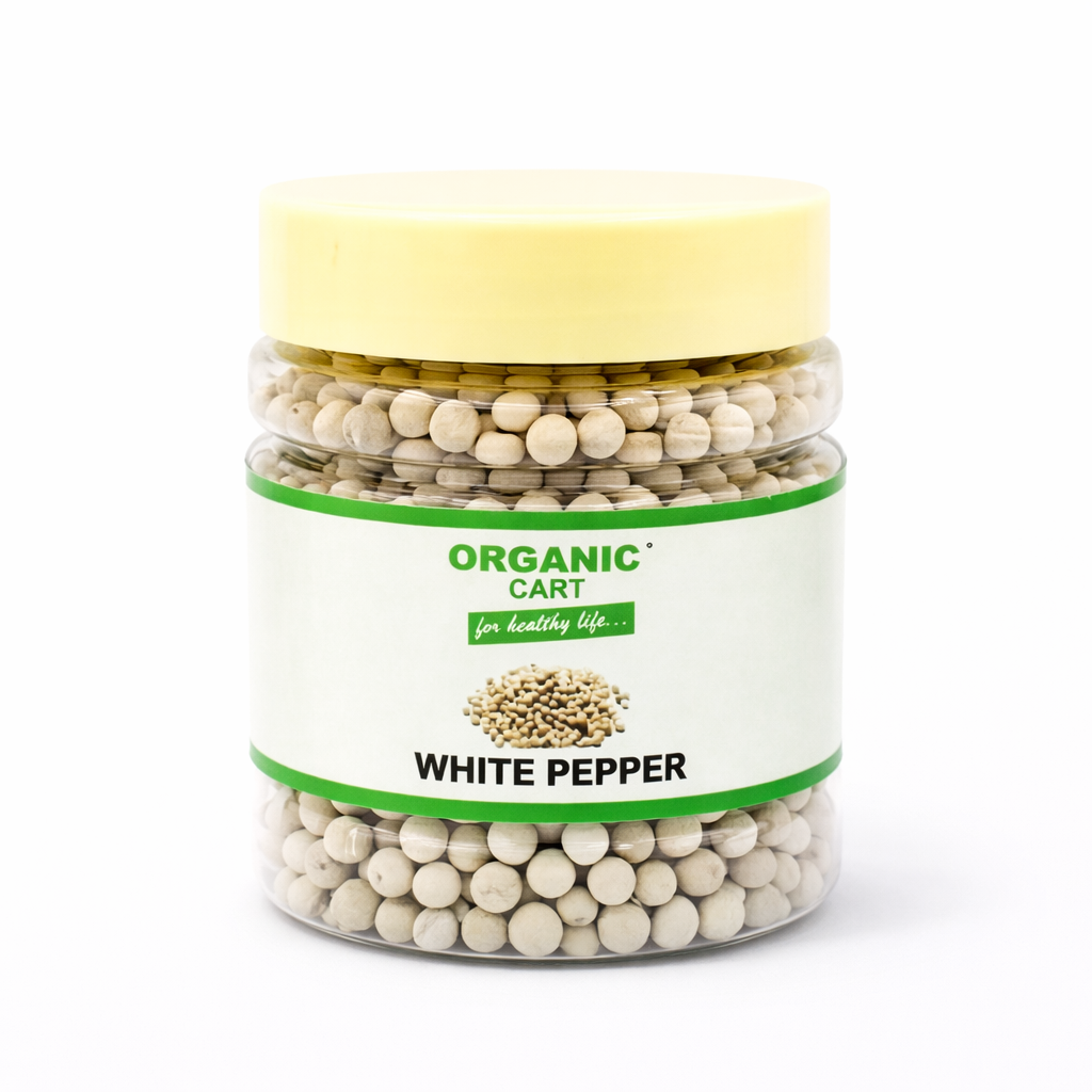 Organic Cart White Pepper Whole – 50g Premium subtle and aromatic